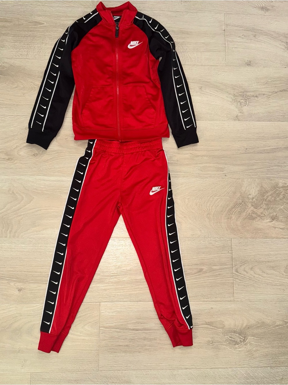 Nike Red and Black Kids Track Jacket & Joggers Set